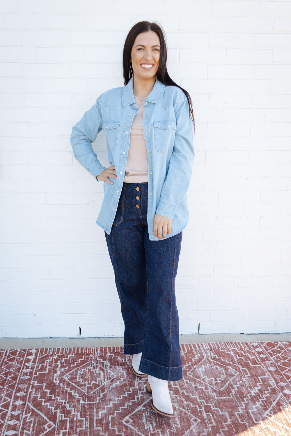 Desert Plains Denim Pearl Snap