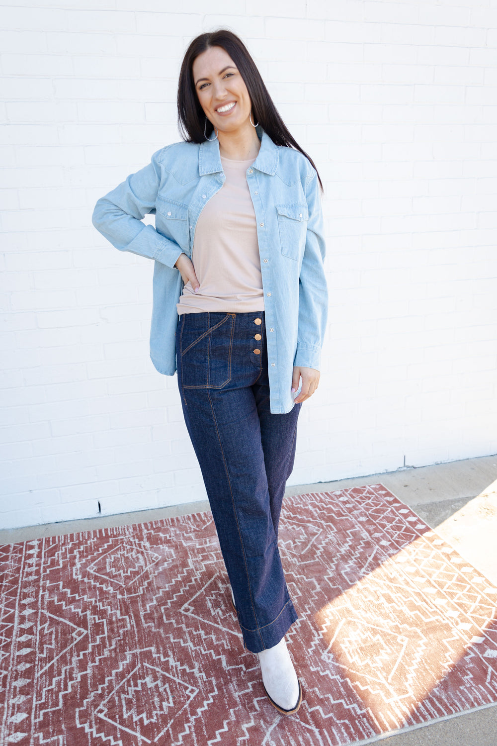 Desert Plains Denim Pearl Snap