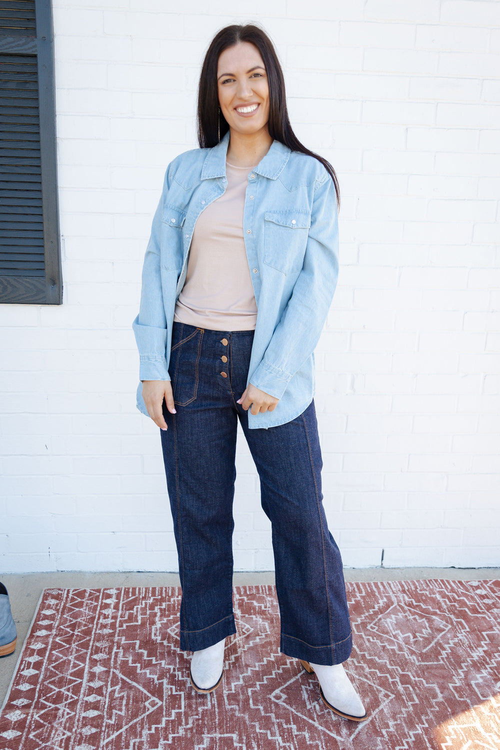 Desert Plains Denim Pearl Snap