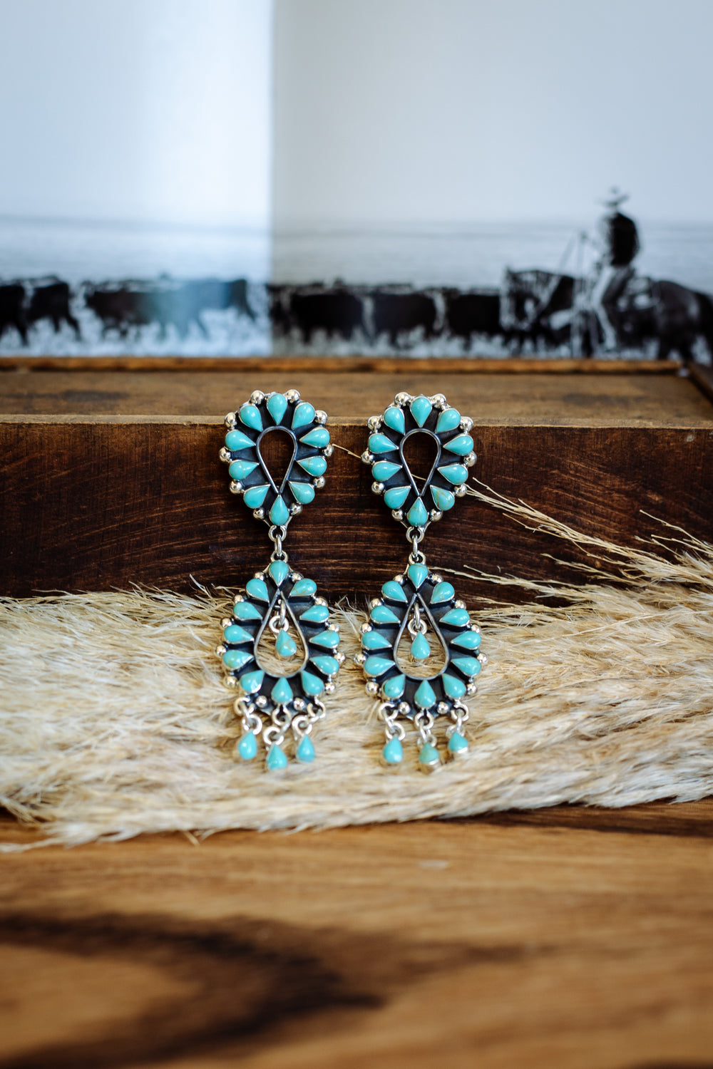 Double Tiered Turquoise Earring
