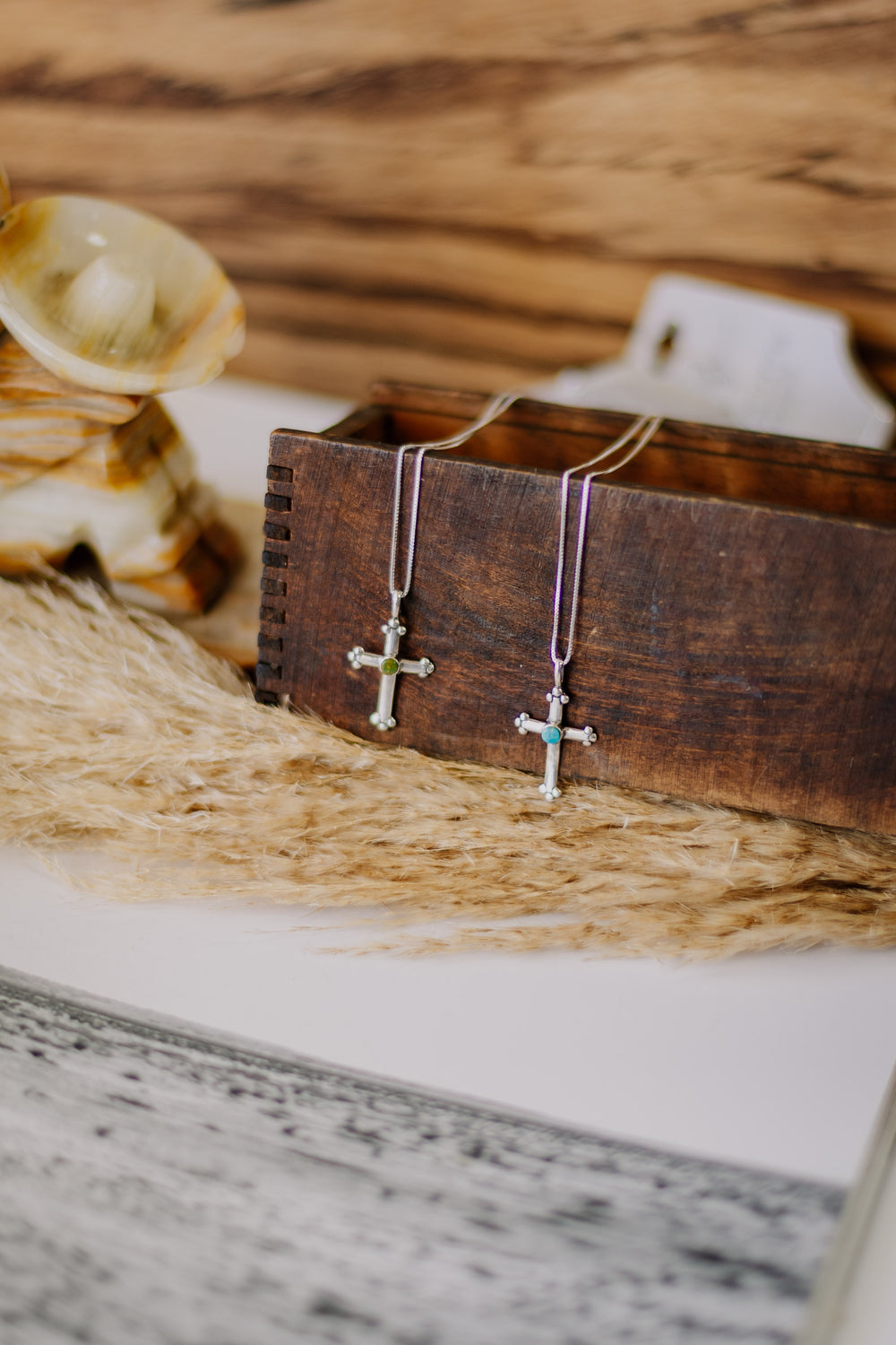 Dainty Cross with Turquoise