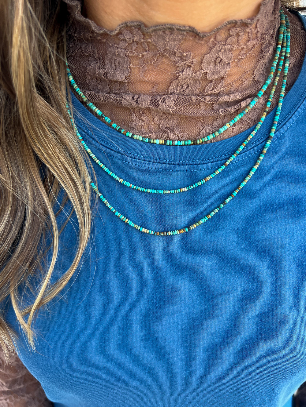 Dainty Rolled Turquoise Necklace