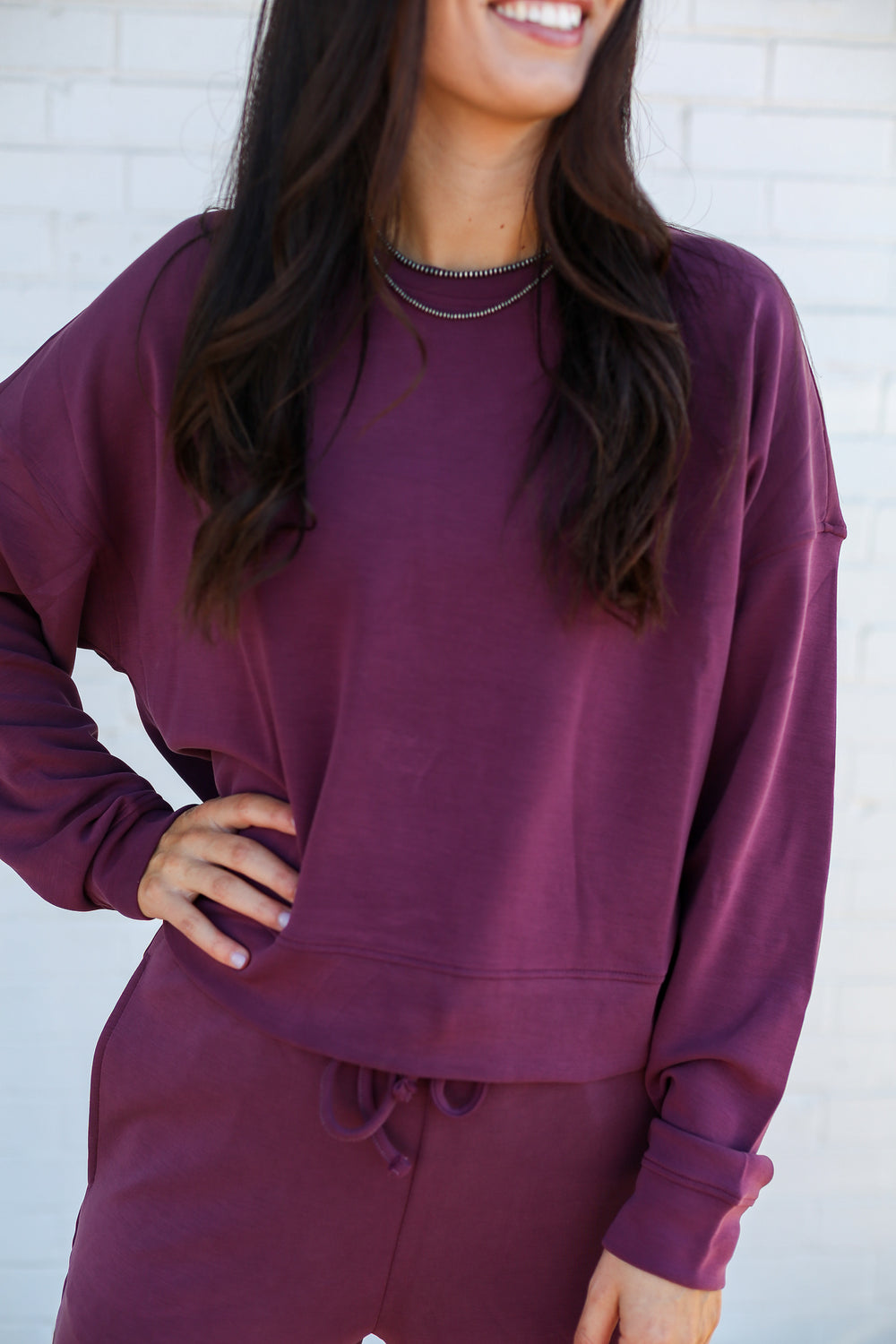 Dark Plum Caxton Dropped Shoulder Sweatshirt