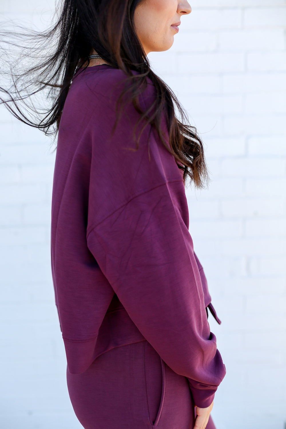 Dark Plum Caxton Dropped Shoulder Sweatshirt