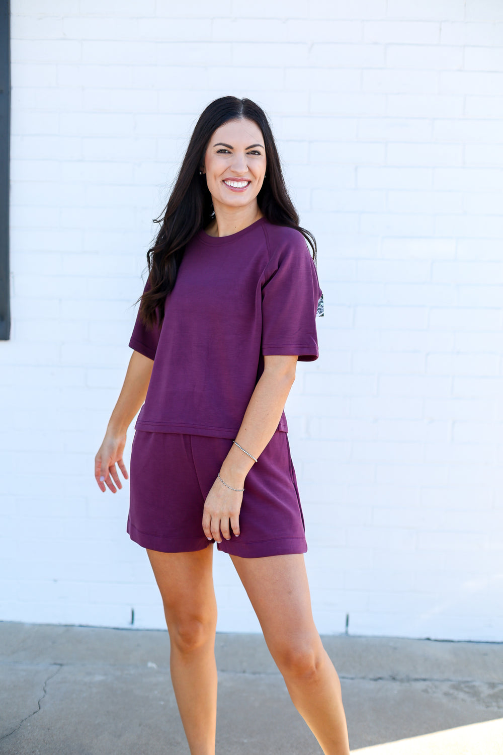 Dark Red Plum Soft Drape Tee