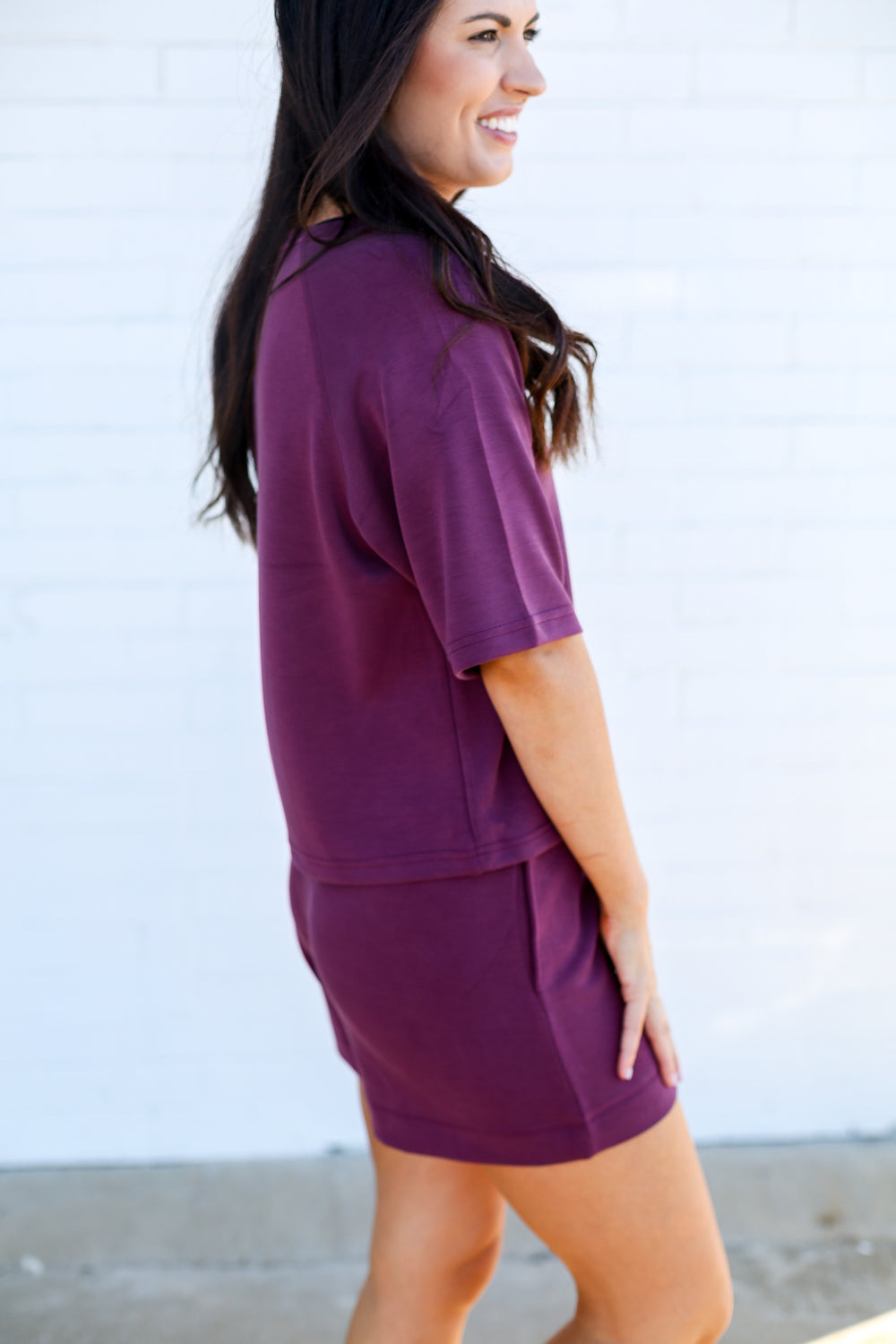Dark Red Plum Soft Drape Tee