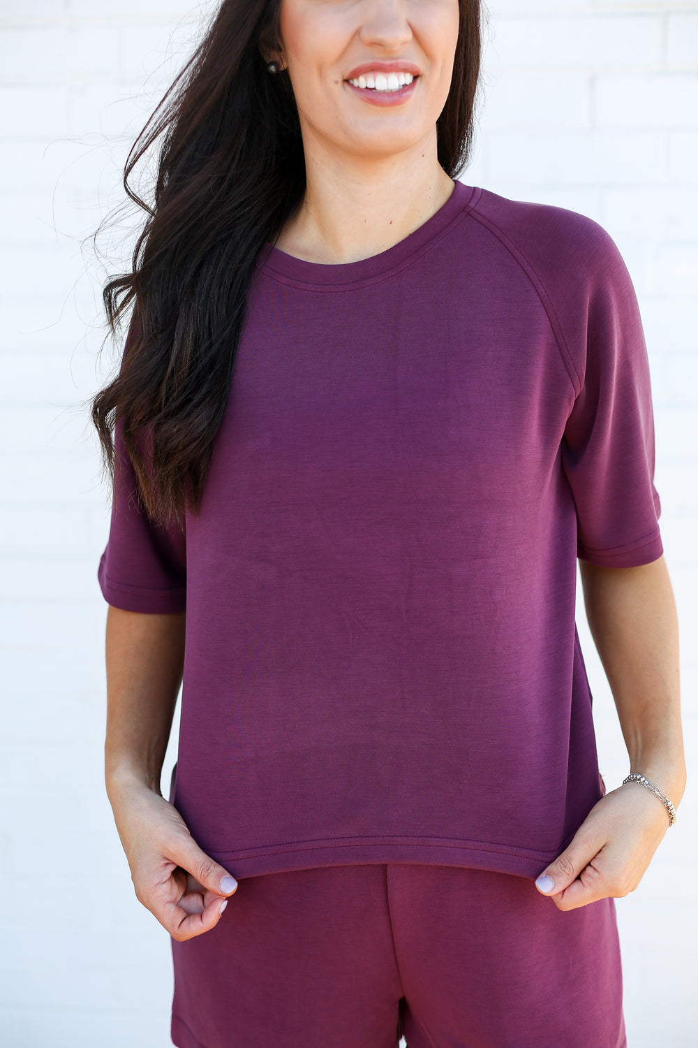 Dark Red Plum Soft Drape Tee