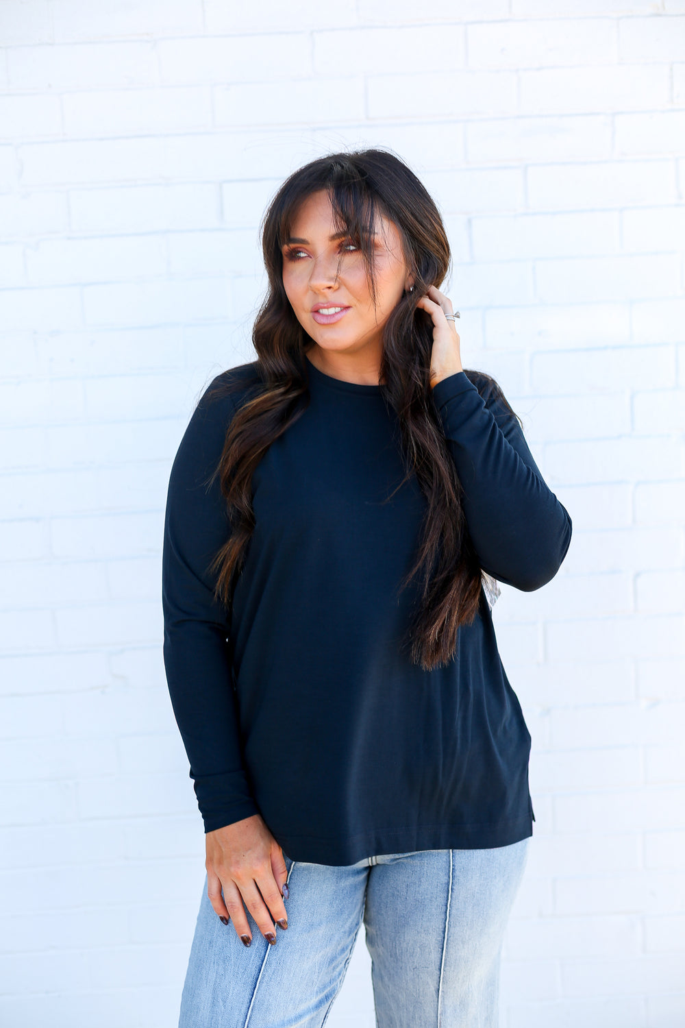 Deep Navy Plush Long Sleeve Top