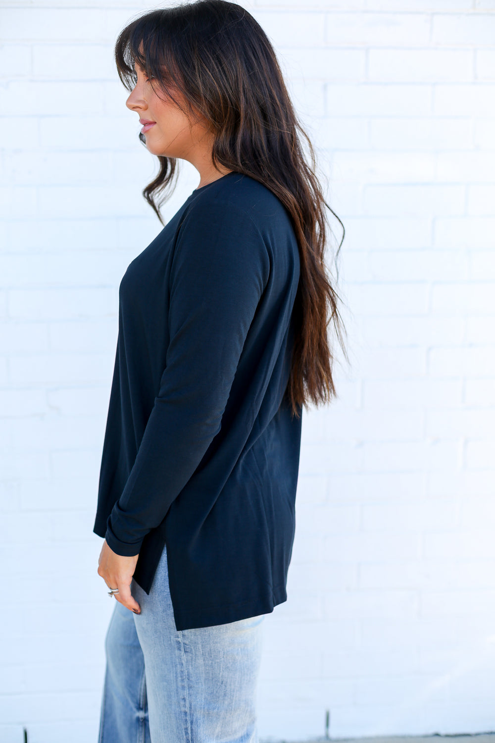 Deep Navy Plush Long Sleeve Top