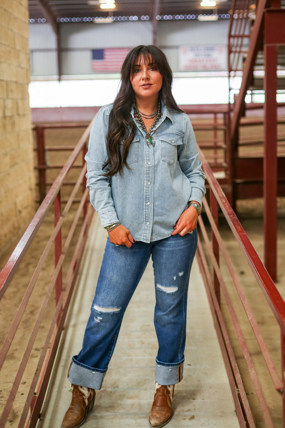 Demi Denim Pinstripe Jacket