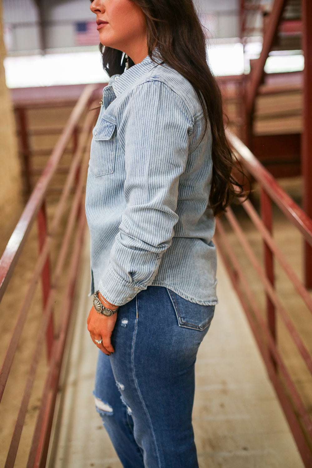 Demi Denim Pinstripe Jacket