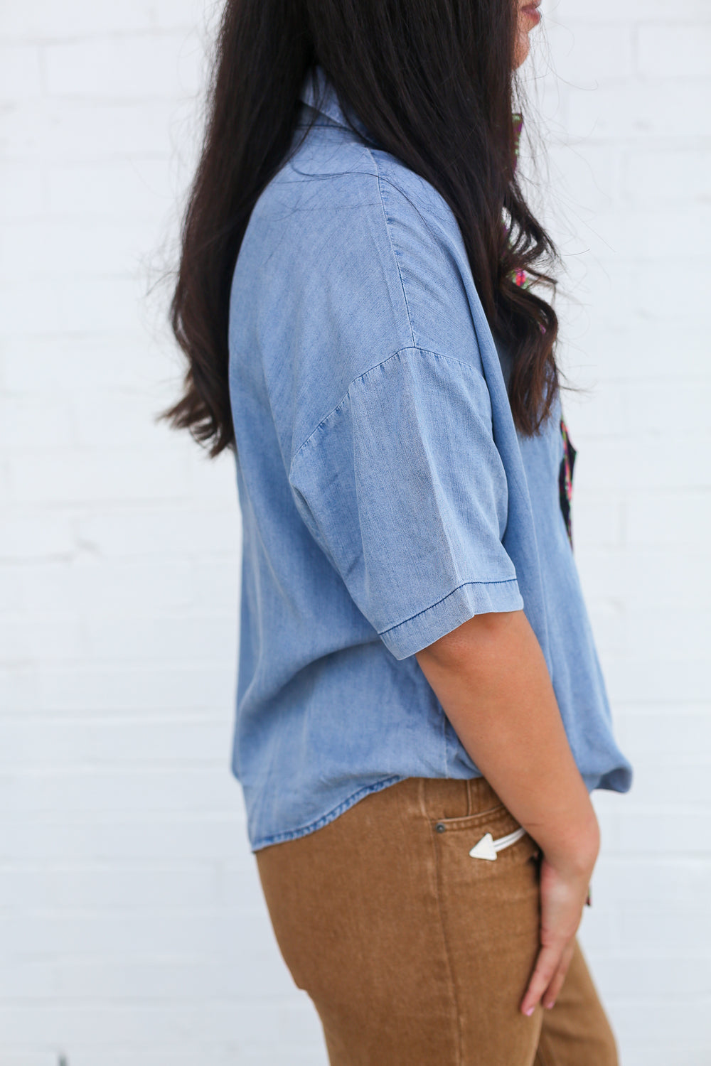 Denim Belle Tencel V-Neck Top