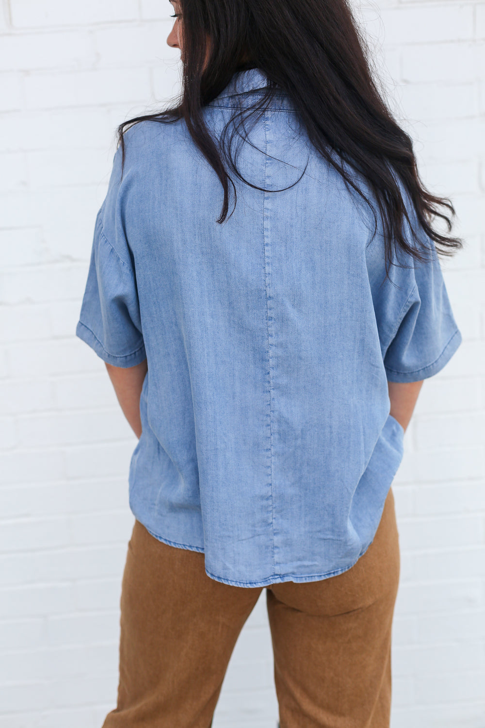Denim Belle Tencel V-Neck Top