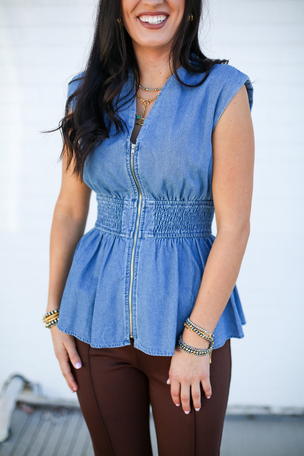 Denim Everline Sleeveless Blouse