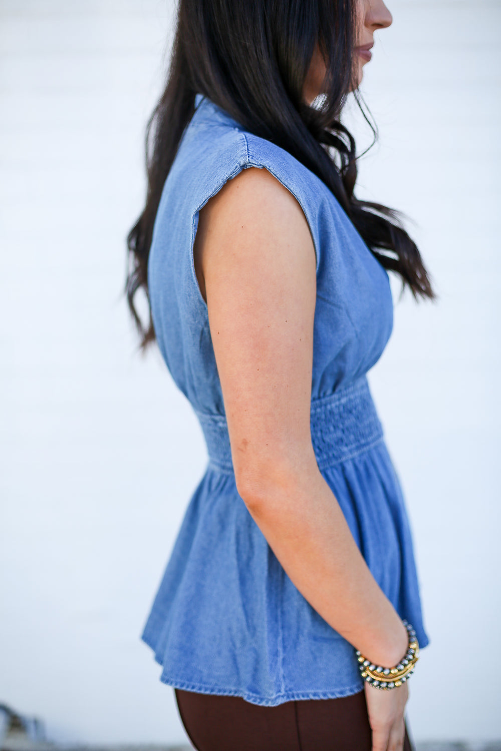 Denim Everline Sleeveless Blouse