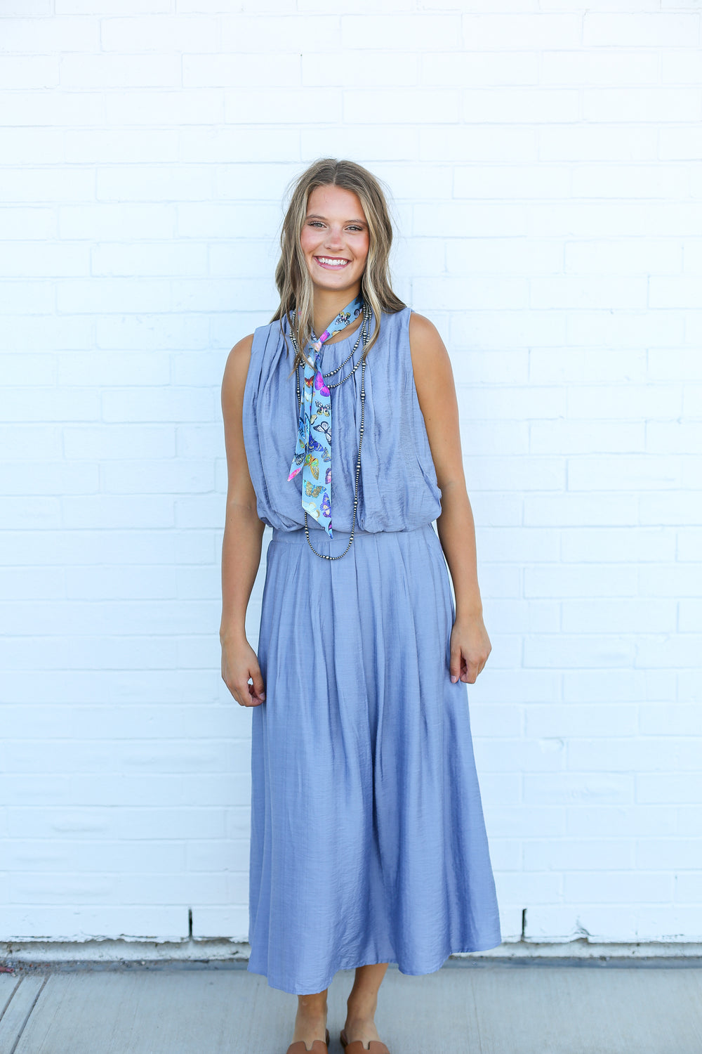 Denim Pleated Bubble Skirt Set