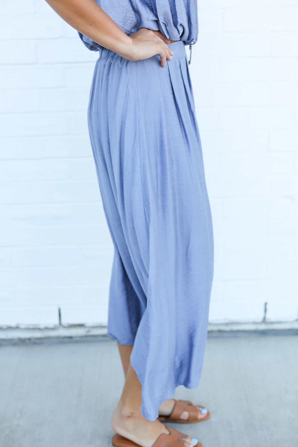 Denim Pleated Bubble Skirt Set