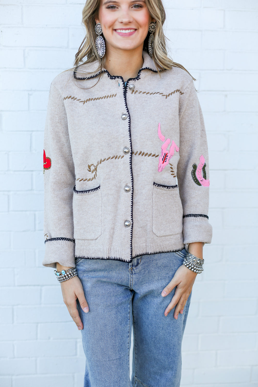 Desert Embroidery Cream Shacket