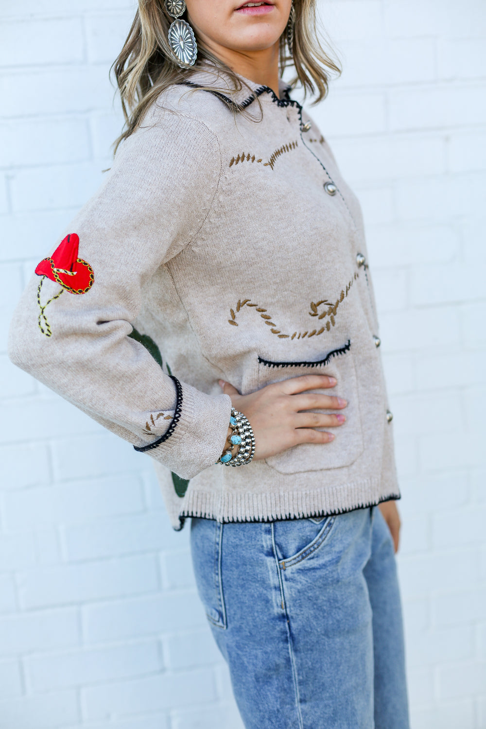 Desert Embroidery Cream Shacket