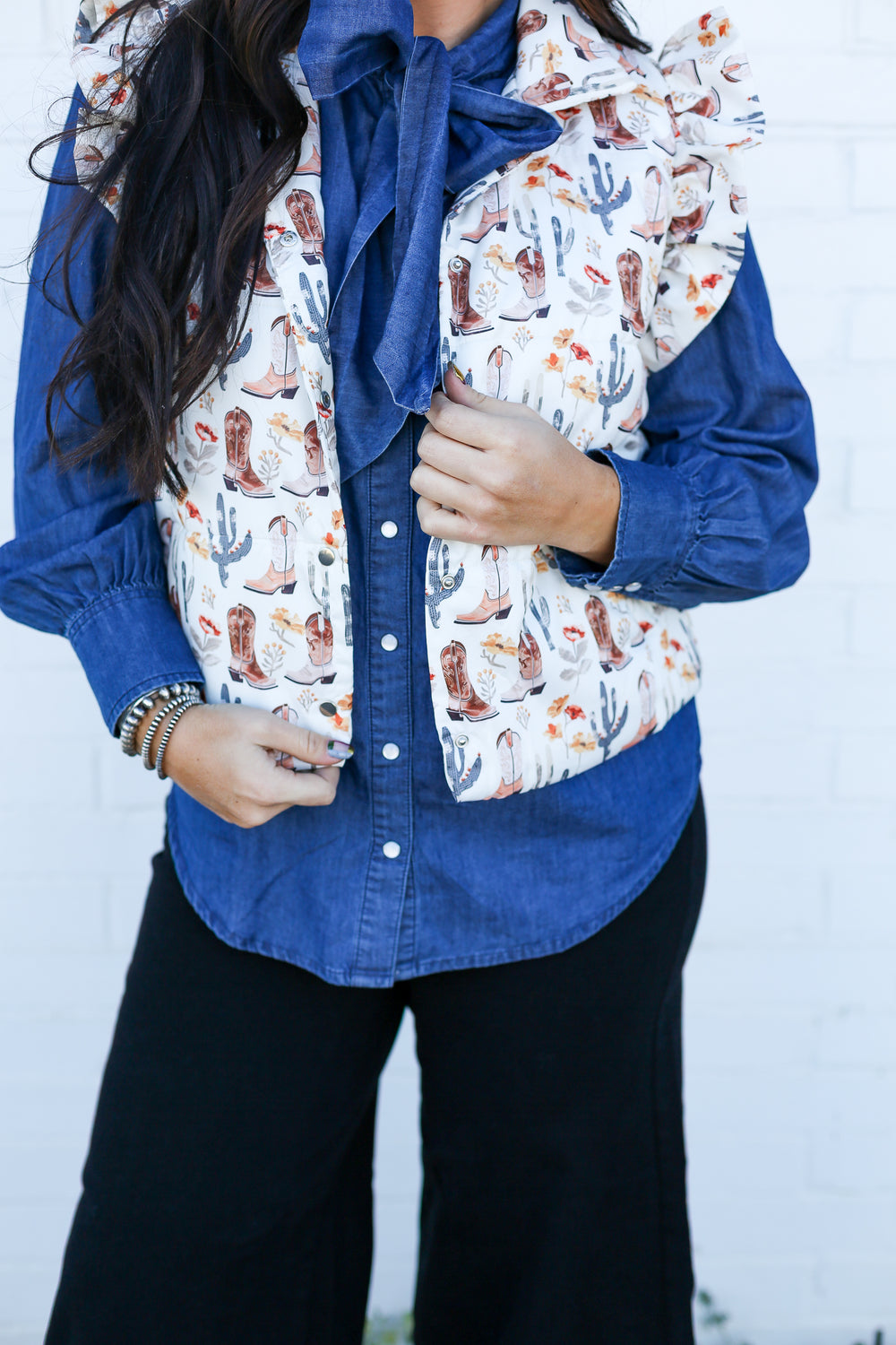 Desert Floral Ruffle Vest