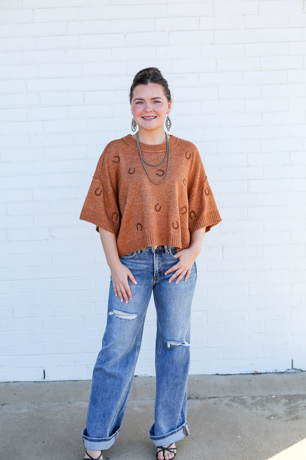 Devon Pumpkin Spice Horseshoe Sweater