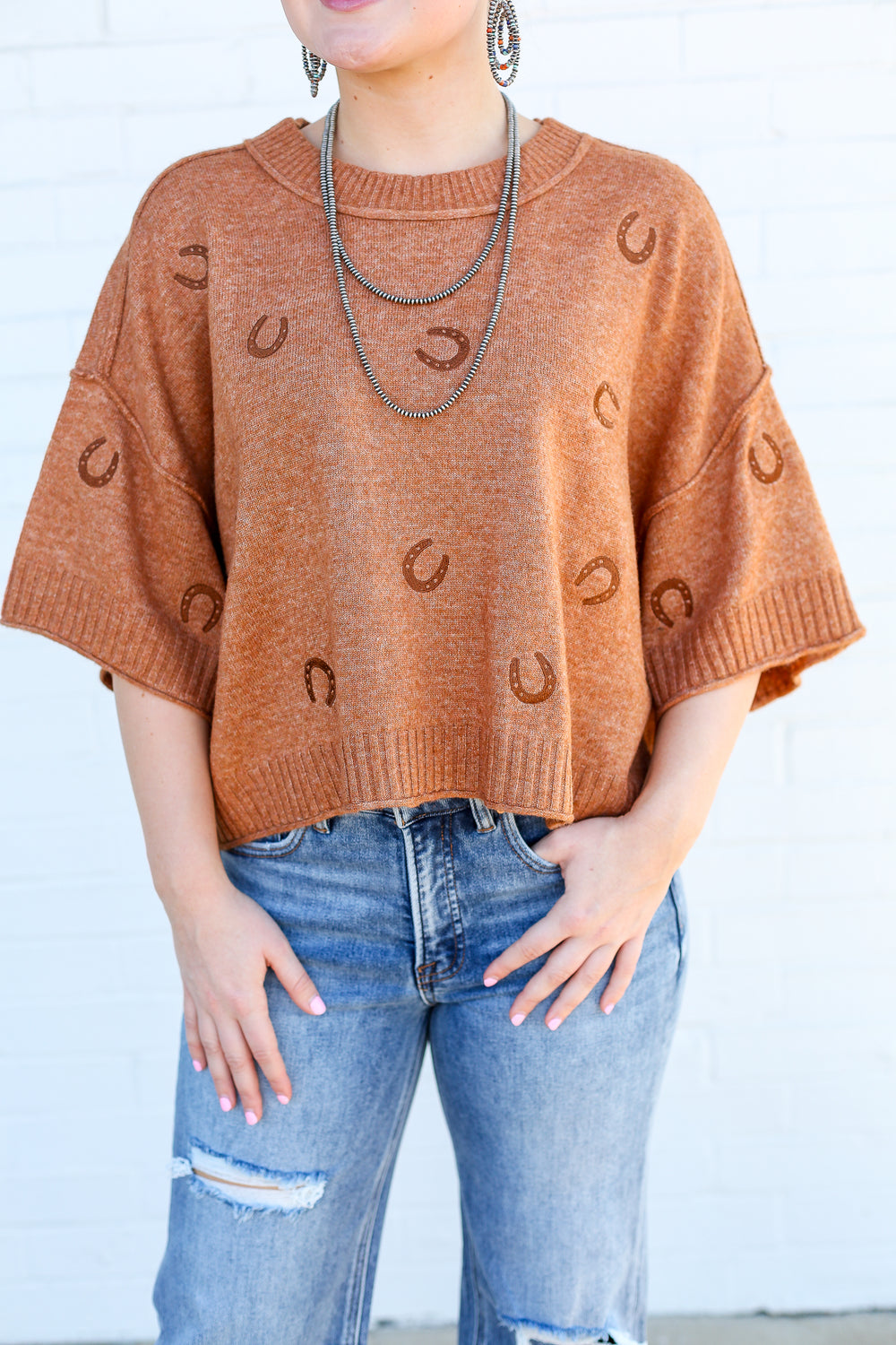 Devon Pumpkin Spice Horseshoe Sweater