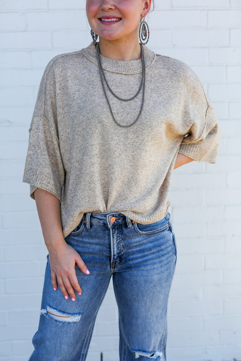 Devon Sandstone Slouchy Sweater