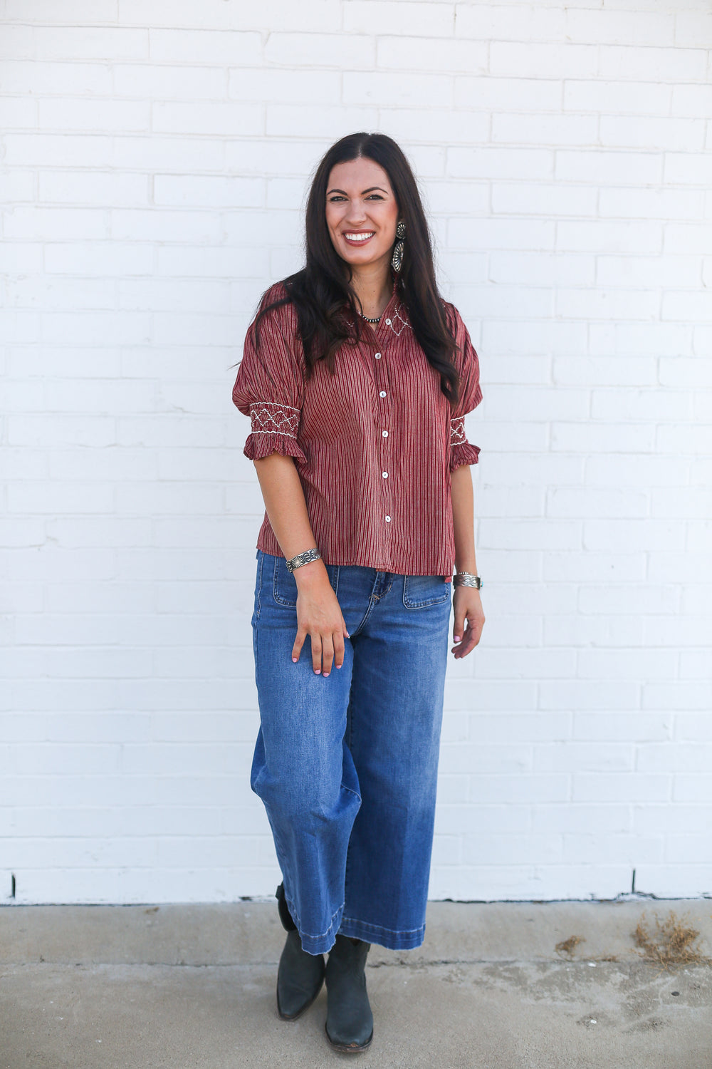 Diamond Accent Red Pinstripe Kate Top