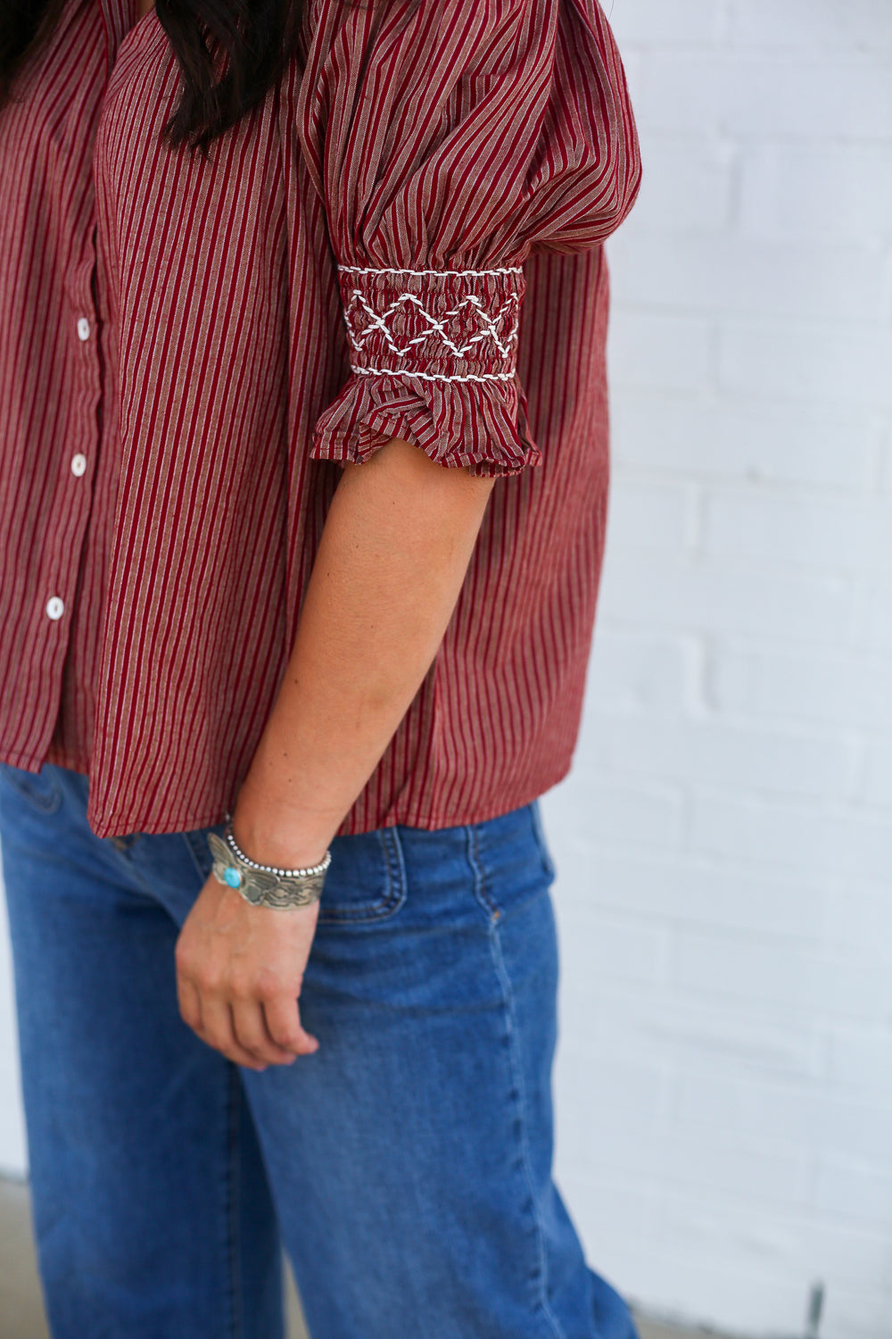 Diamond Accent Red Pinstripe Kate Top