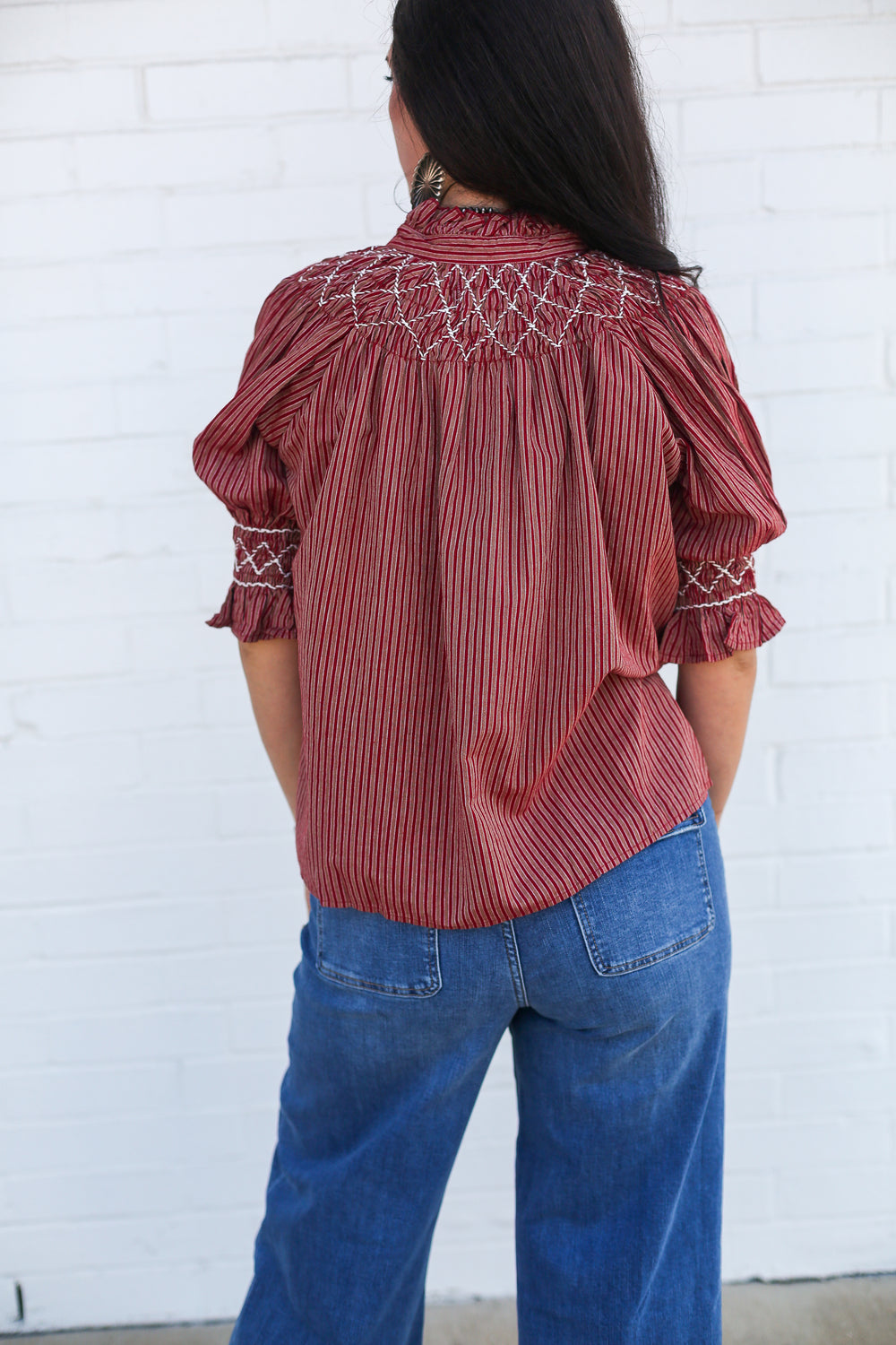 Diamond Accent Red Pinstripe Kate Top