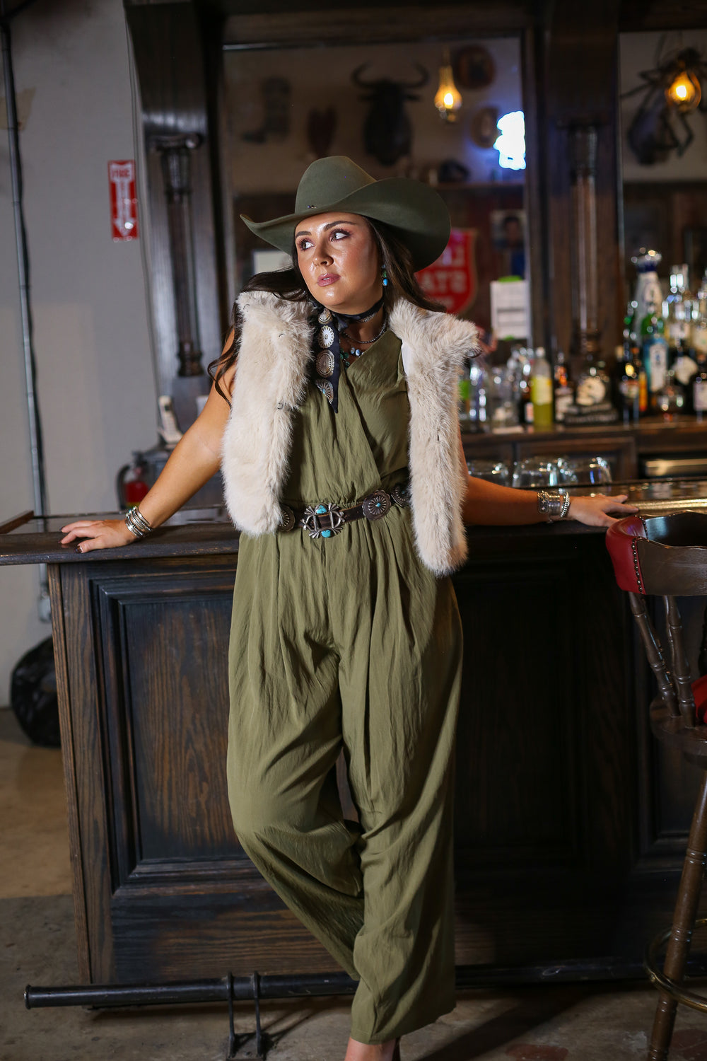 Draped Olive Jumpsuit