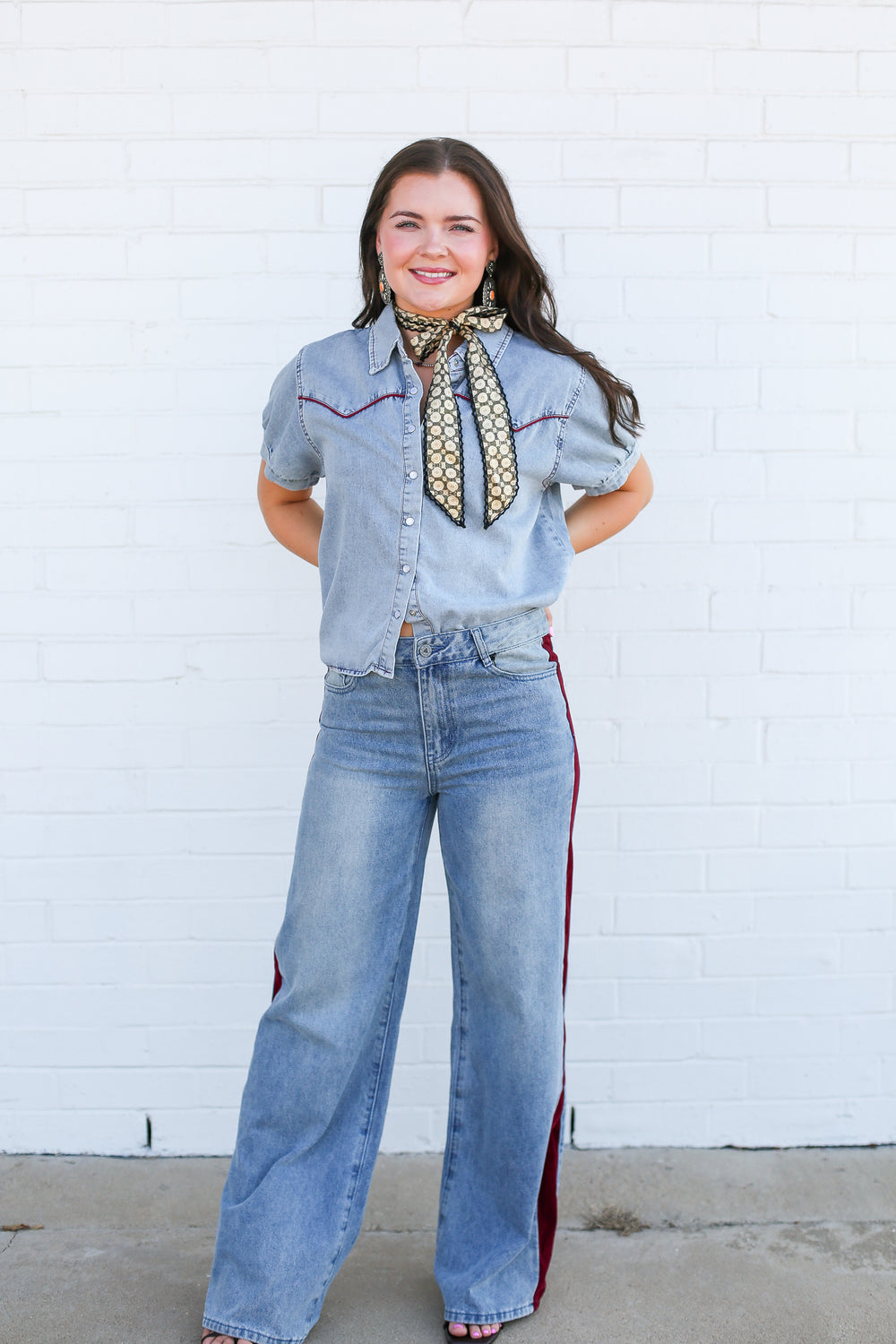 Durango Denim Maroon Short Sleeve Top