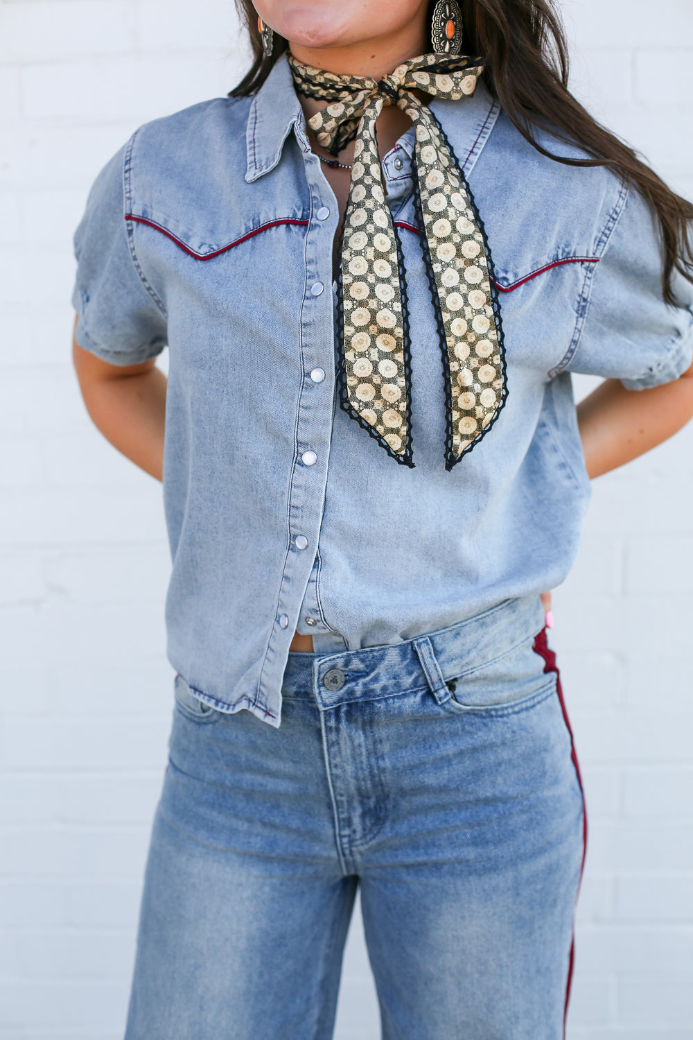 Durango Denim Maroon Short Sleeve Top