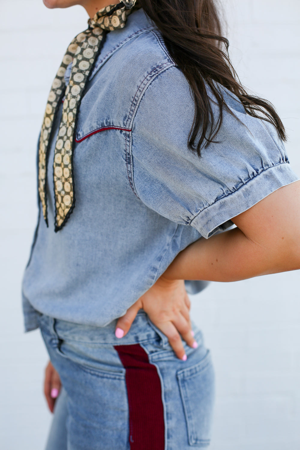 Durango Denim Maroon Short Sleeve Top