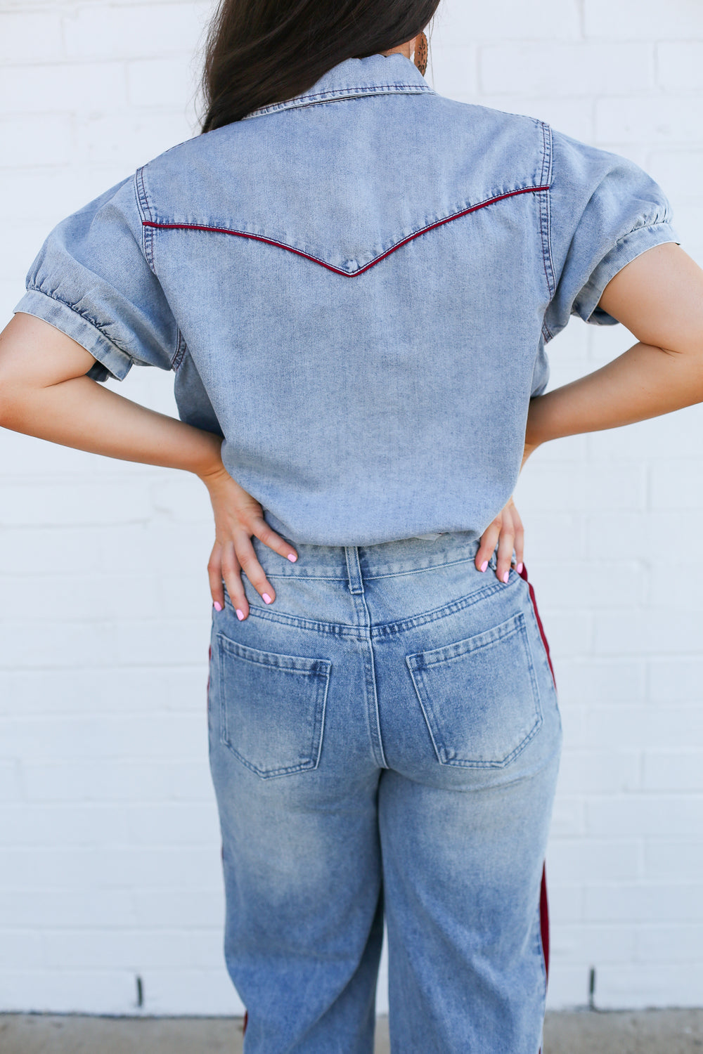Durango Denim Maroon Short Sleeve Top