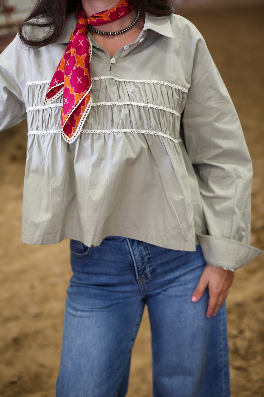 Dusty Green Peplum Top