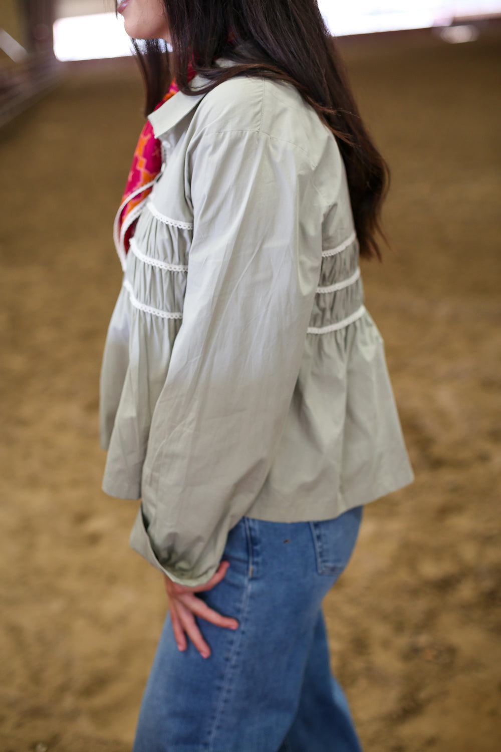 Dusty Green Peplum Top