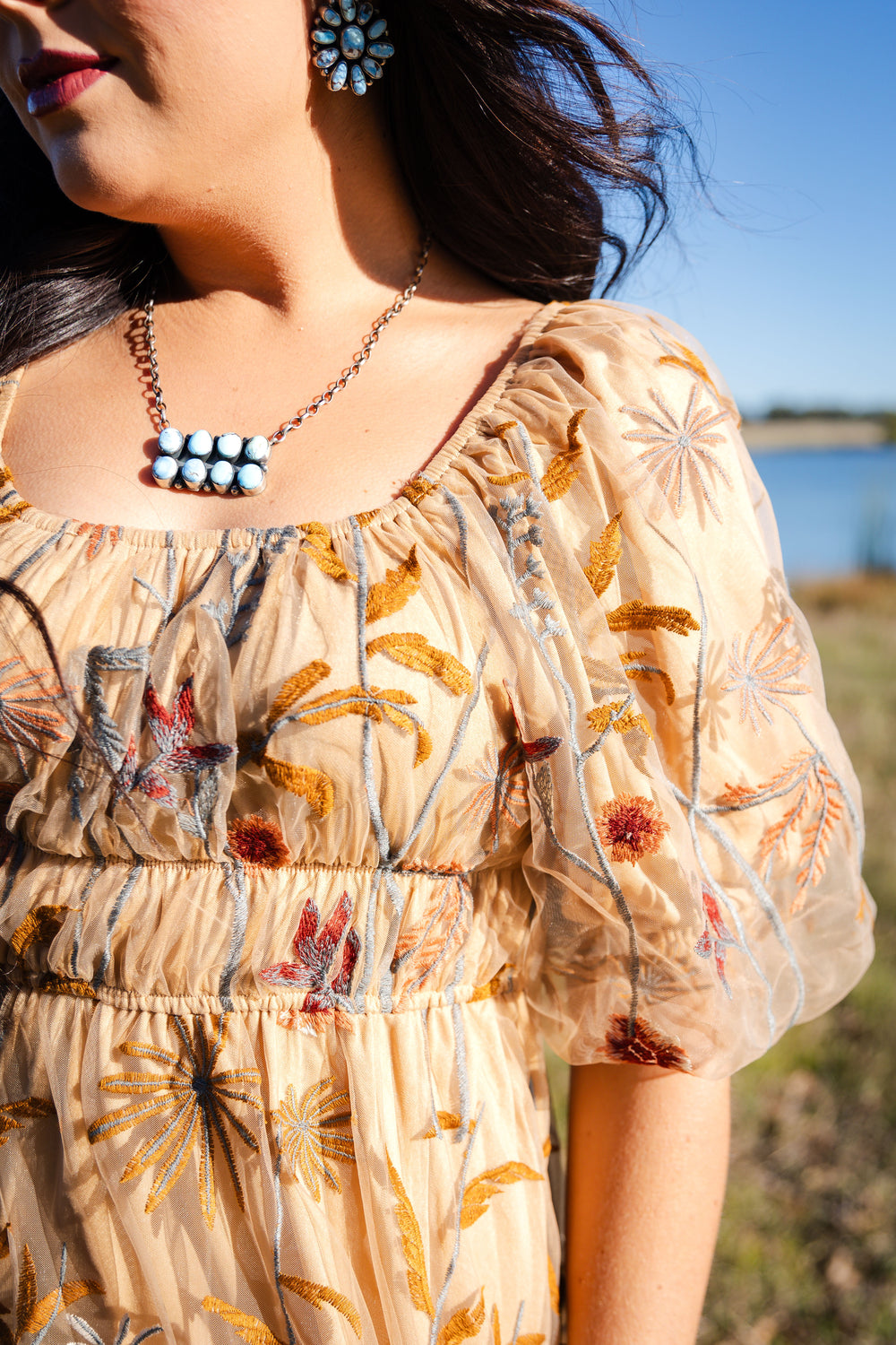 Embroidered Prairie Flower Dress