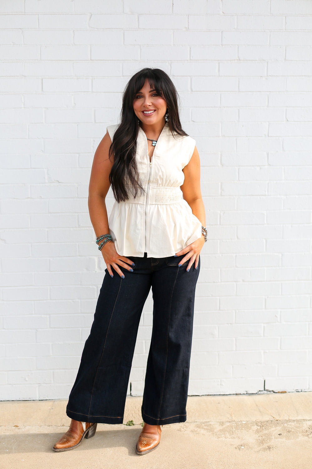 Ecru Everline Sleeveless Blouse