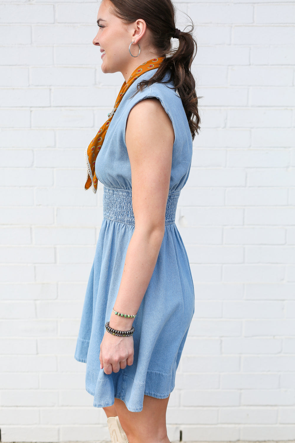 Everline Light Blue Mini Dress