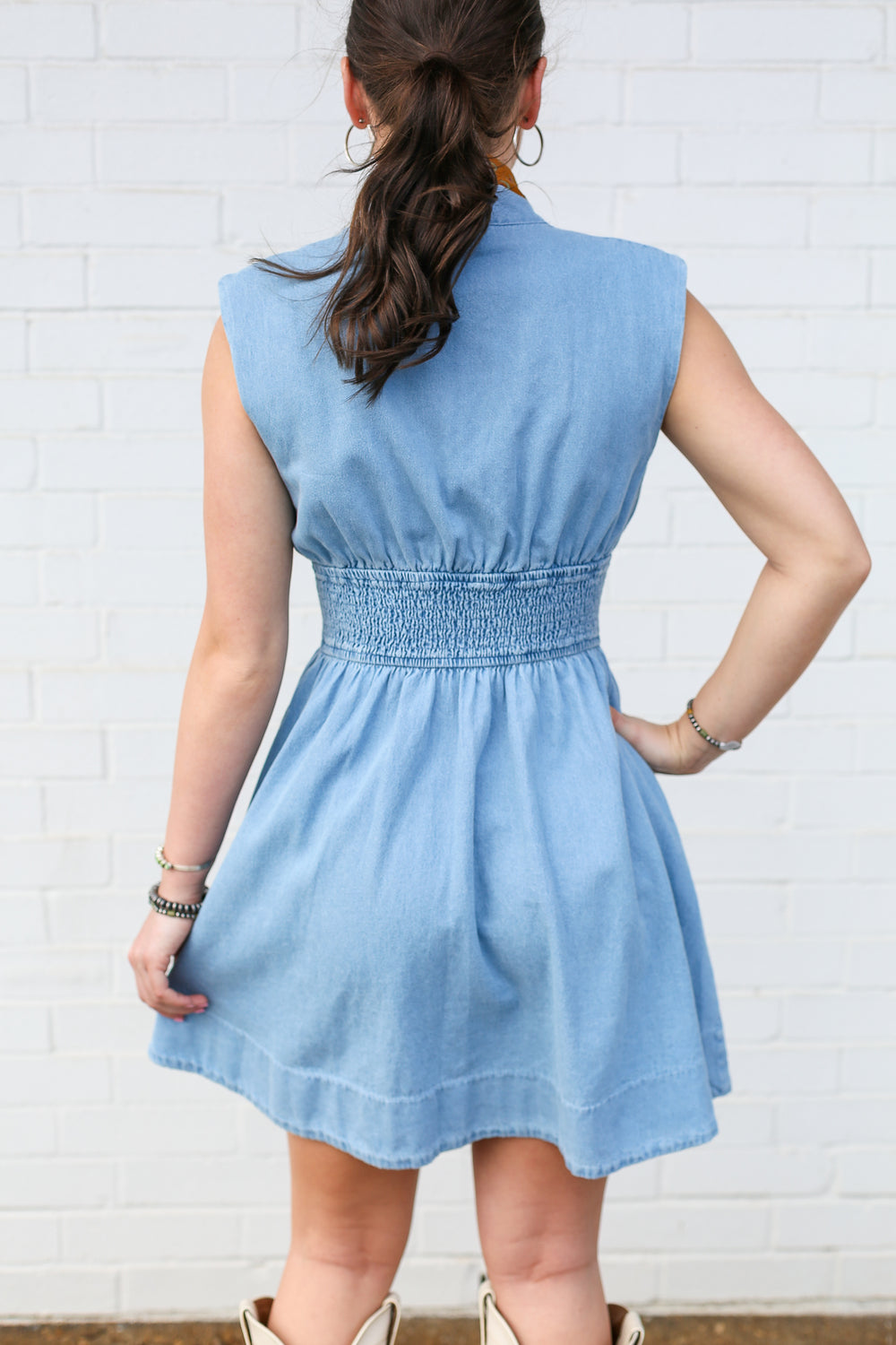 Everline Light Blue Mini Dress
