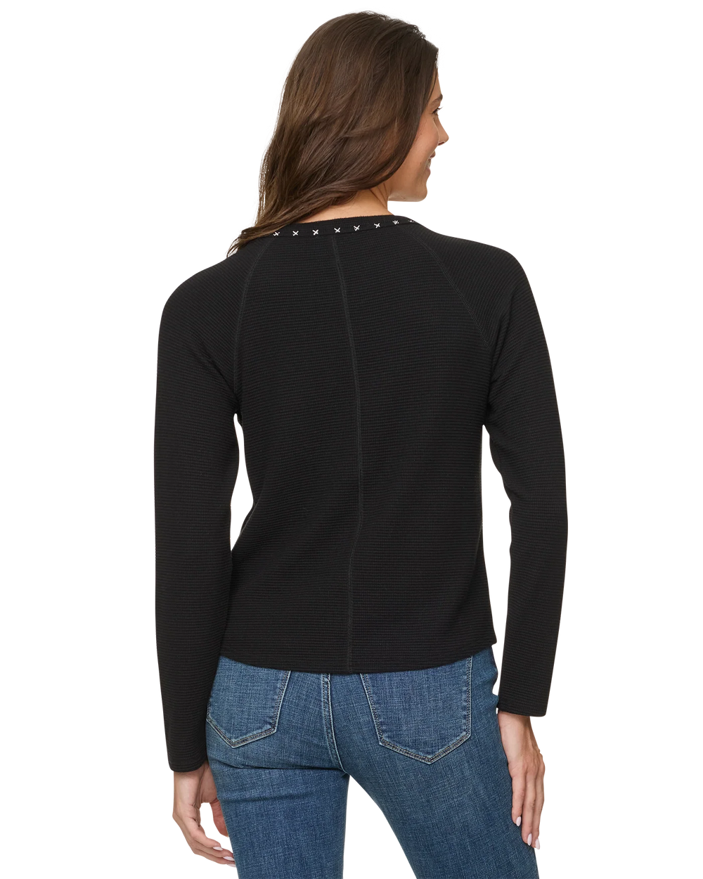 Cambria Embroidered Waffle Henley Sweater