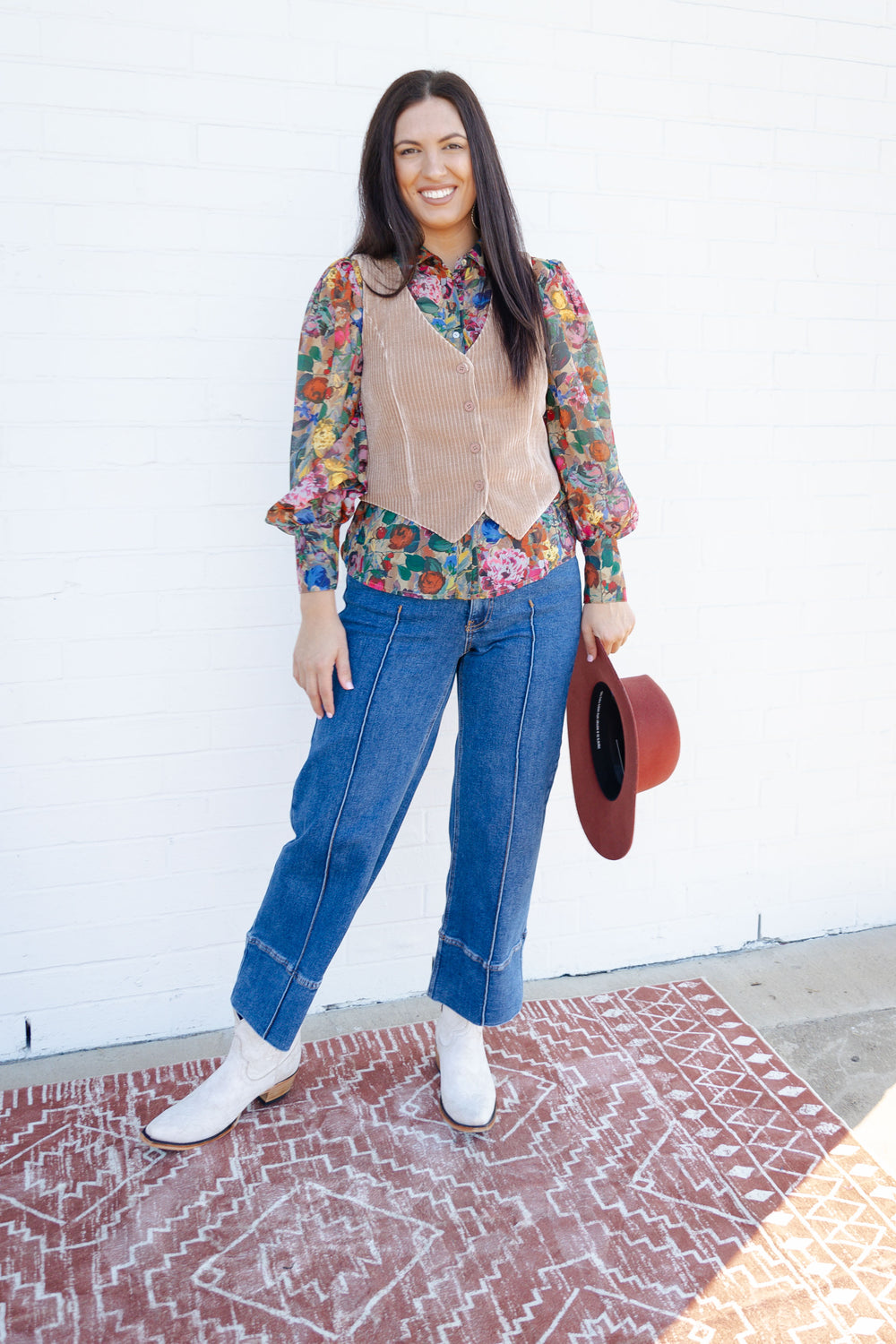 Floral Puff Sleeve Button Down