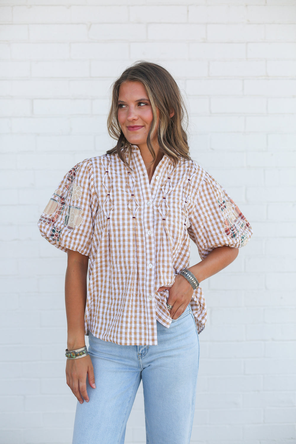 Fallin' For You Gingham Brinley Top