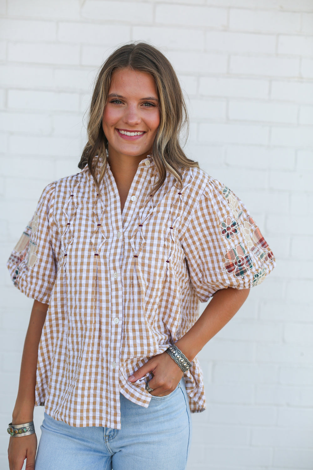 Fallin' For You Gingham Brinley Top