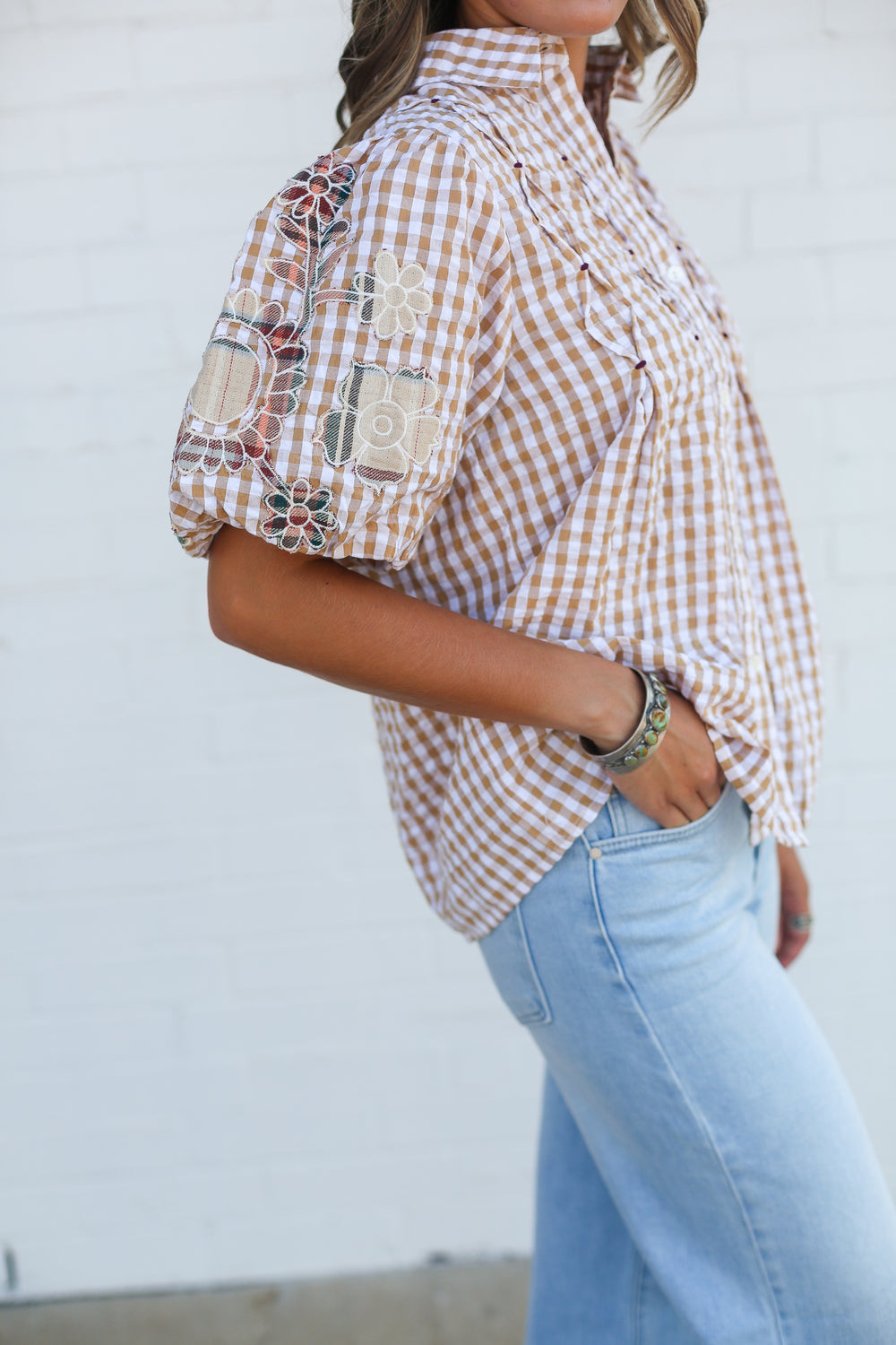 Fallin' For You Gingham Brinley Top