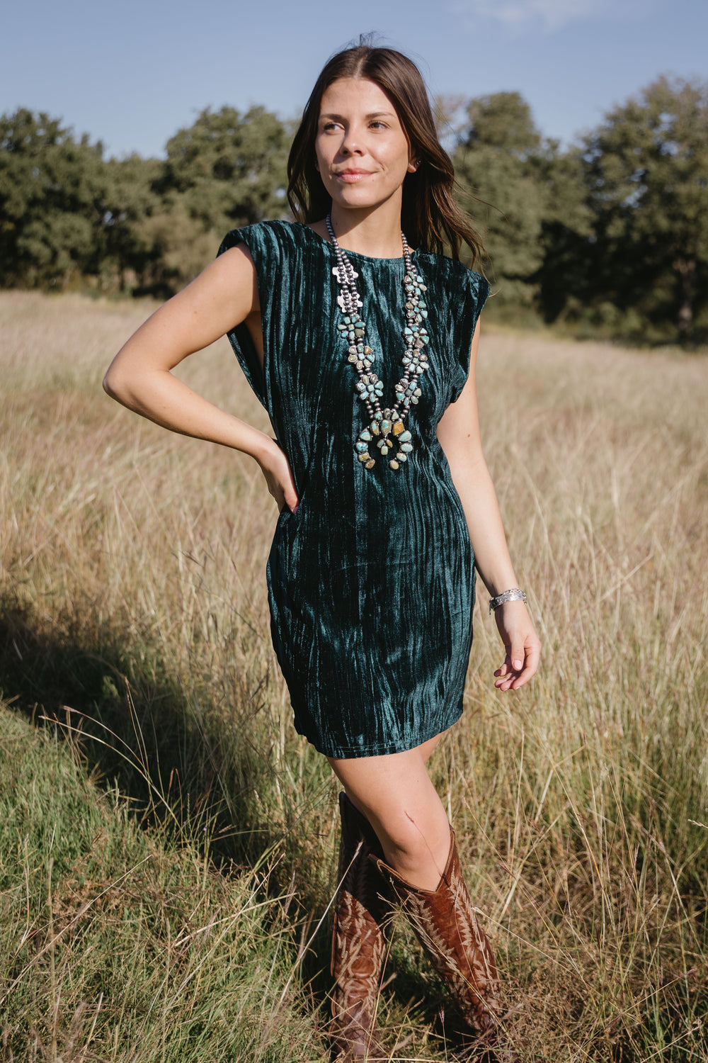 Forest Velvet Mini Dress