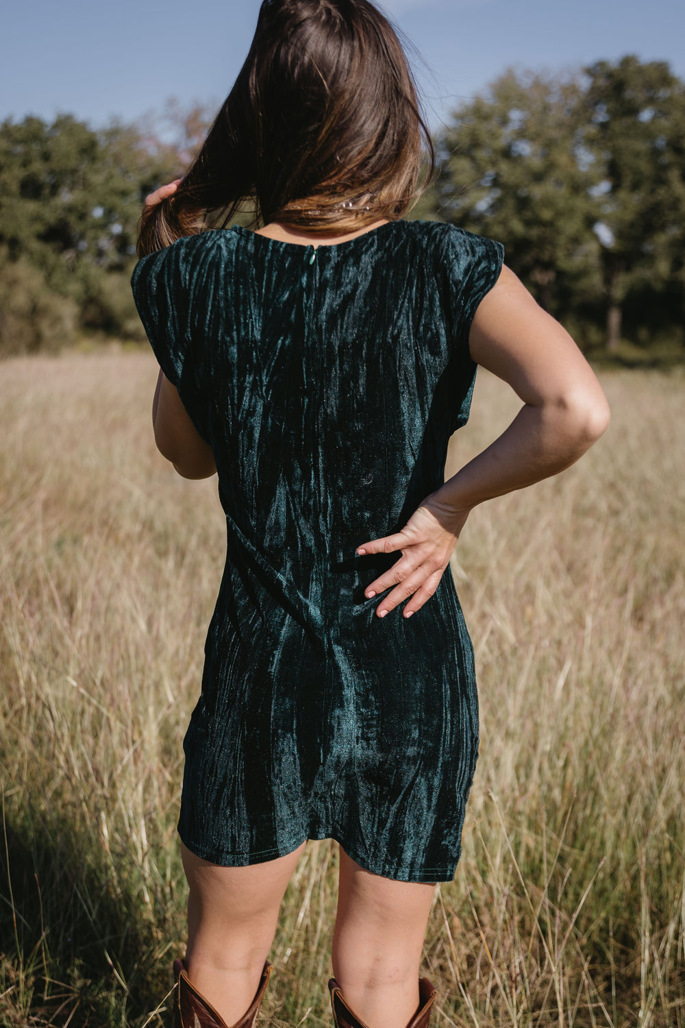 Forest Velvet Mini Dress