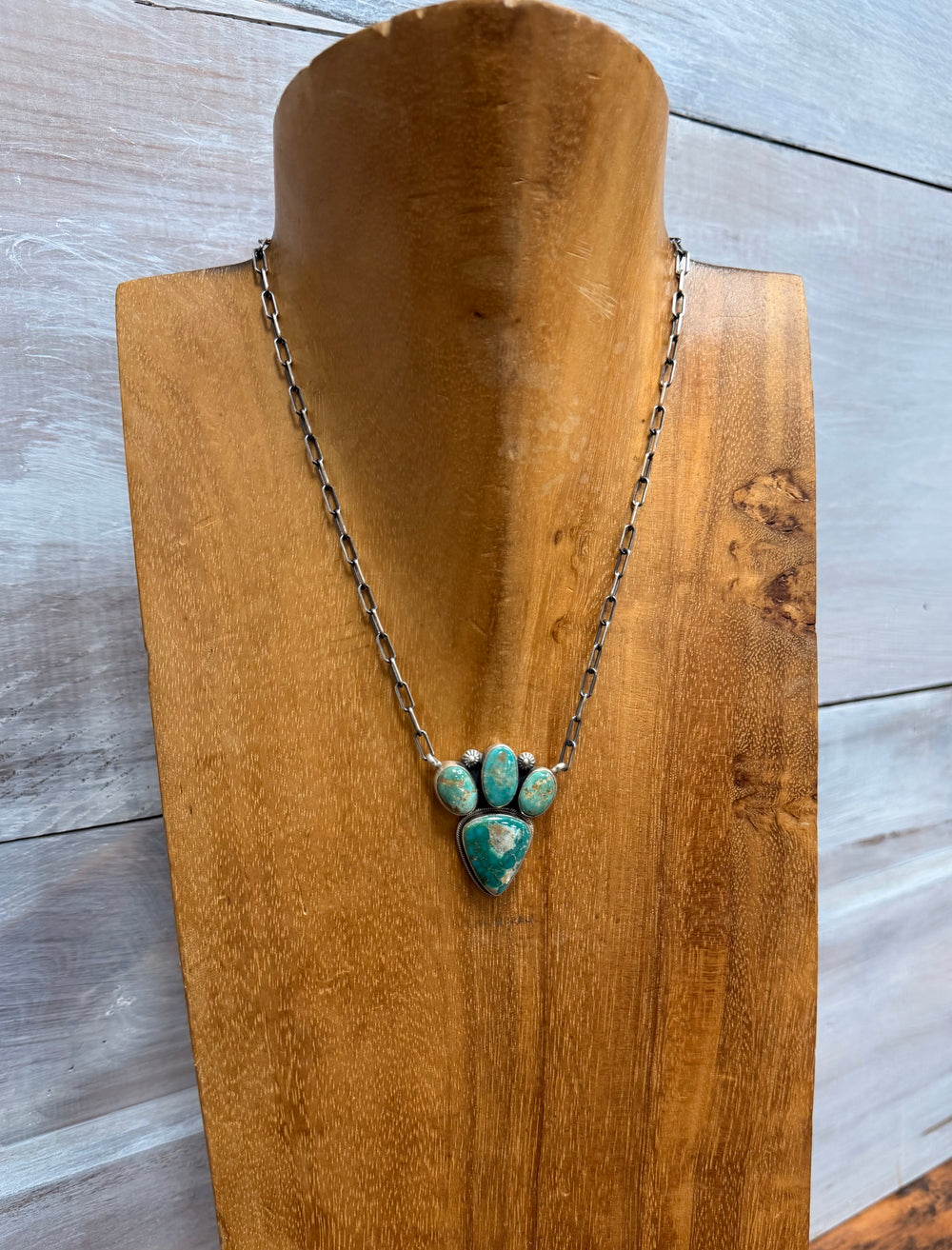 Four Stone Turquoise Fox Necklace