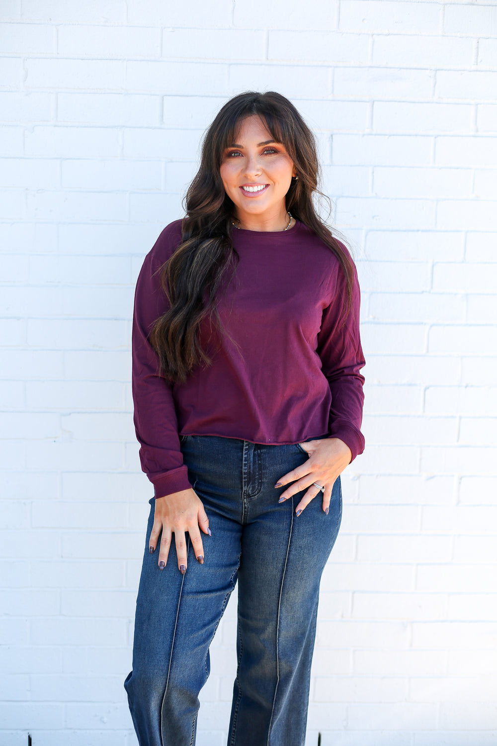 Fremont Burgundy Crew Long Sleeve Shirt